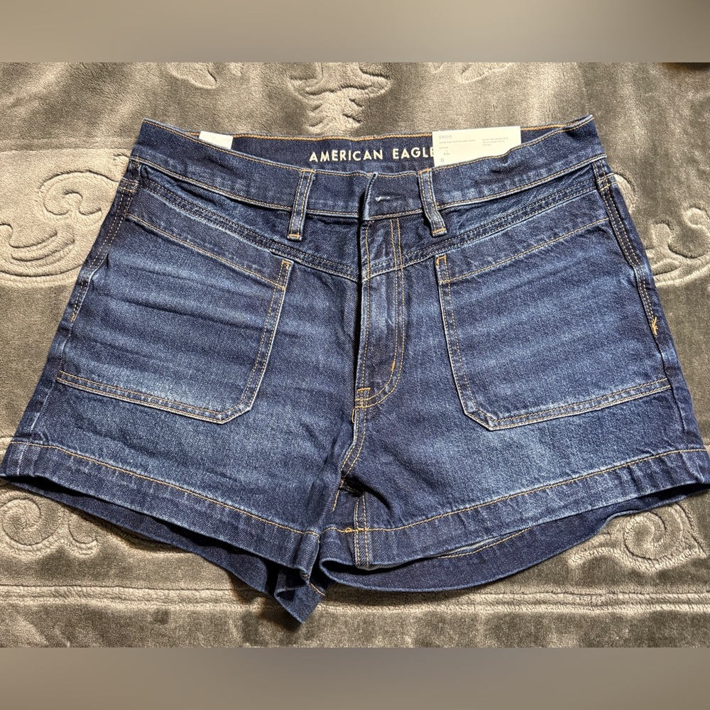 American Eagle Outfitters Dark Blue High-Rise Denim Shorts NWT